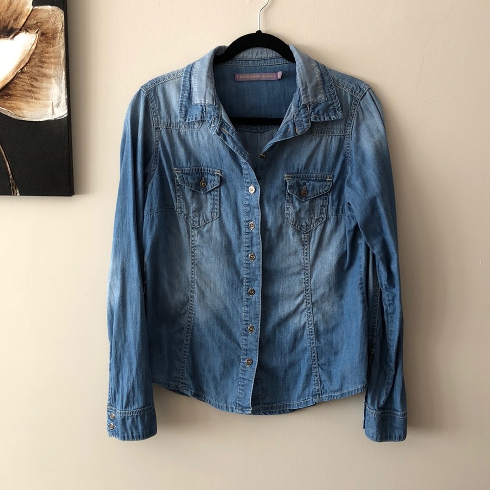 Denim Button-Down Shirt - Light Blue